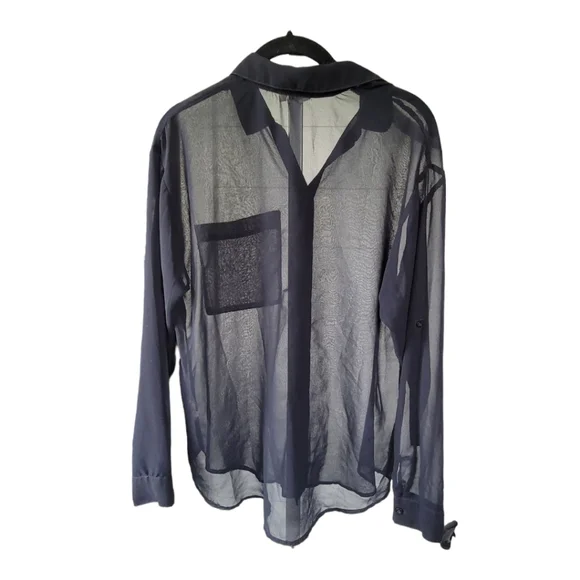 Garage Sheer Button Up Long Sleeve Shirt Top Sz S Black - Picture 4 of 11